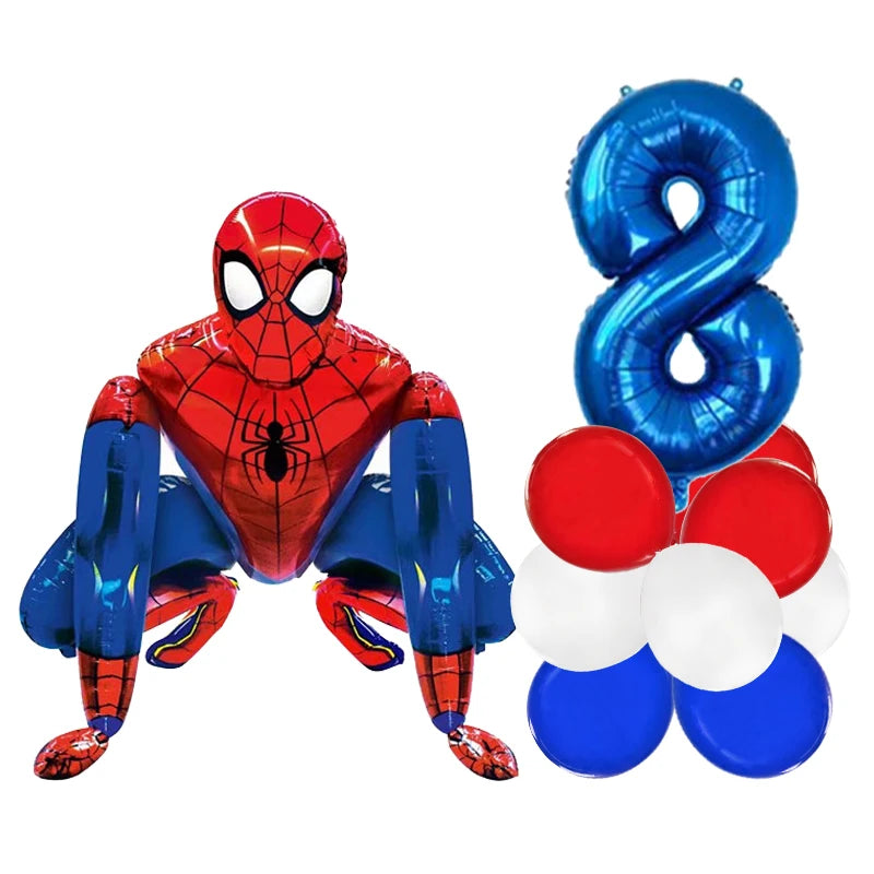 3D Batman Number Aluminum Foil Balloons Set Batman Spiderman Birthday Party Deco