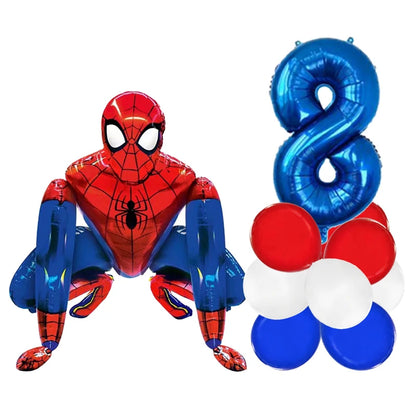 3D Batman Number Aluminum Foil Balloons Set Batman Spiderman Birthday Party Deco