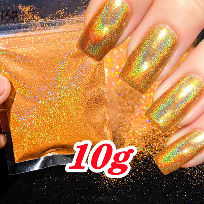 Laser Holographic Rainbow Nail Glitter 0.2MM Sparkly Nails Glitter Powder 10G/5G Dazzling Glitter Dust DIY Nail Art Decoration