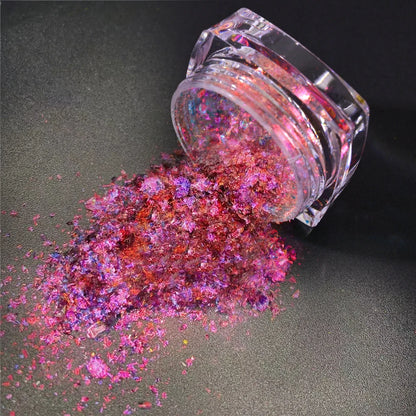 1Jar Metallic Mirror Chrome Nail Powder Holographic Laser Silvery Golden Nail Rubbing Glitter Pigment UV Gel Polish Mirror Powde