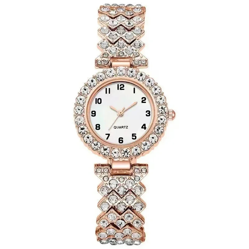1pcs/2pcs Luxury Fashion Women Watch Set Silver Strap Ladies Quartz Wristwatch Alloy Bracelet for Ladies Jewelry Set Clock Gift