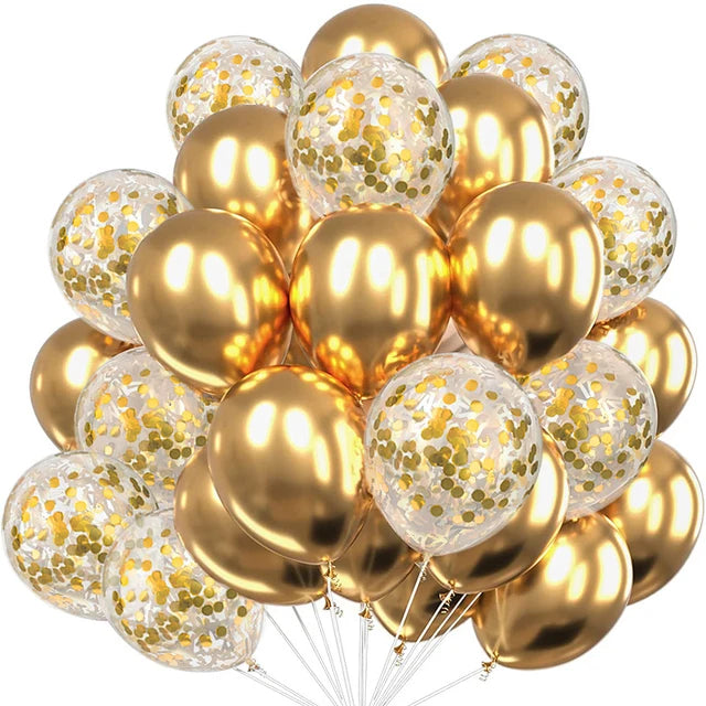 20pcs 12inch Confetti Metallic chrome Balloons Latex Ballon Anniversary Wedding Birthday Party