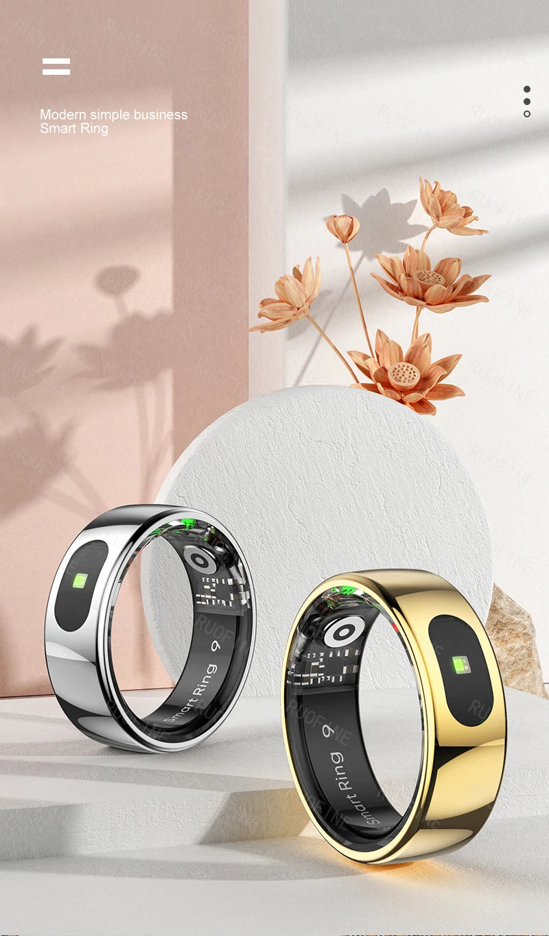 AI Smart Ring - Electronic Temperature, Sleep, Swimming, Blood & Pressure Monitor - Android IOS