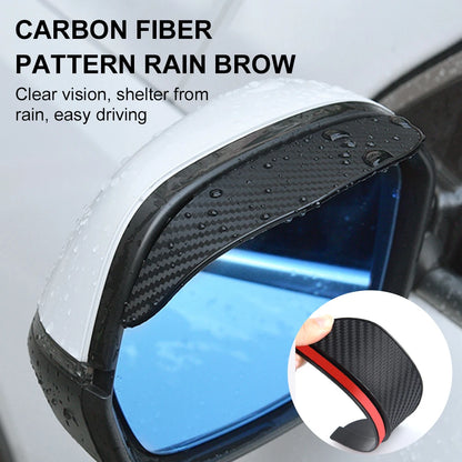 Car Rearview Mirror Rain Eyebrow Carbon Fiber Sun Visor Shade Cover