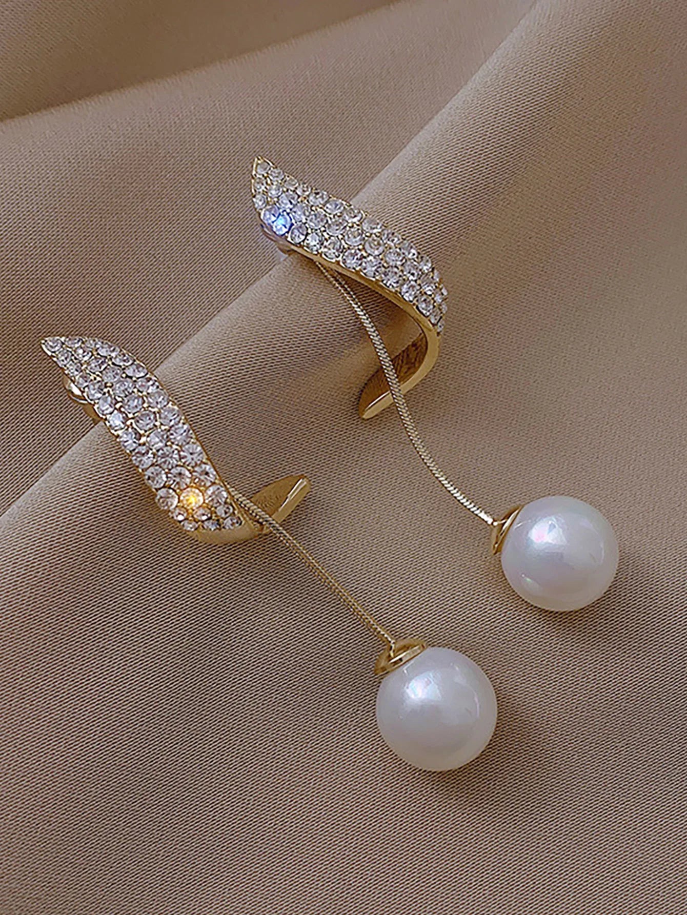 New Classic Elegant Imitation Pearl Pendant Women's Crystal Long tassel Exquisite Pendant Earrings Wedding Jewelry-4833