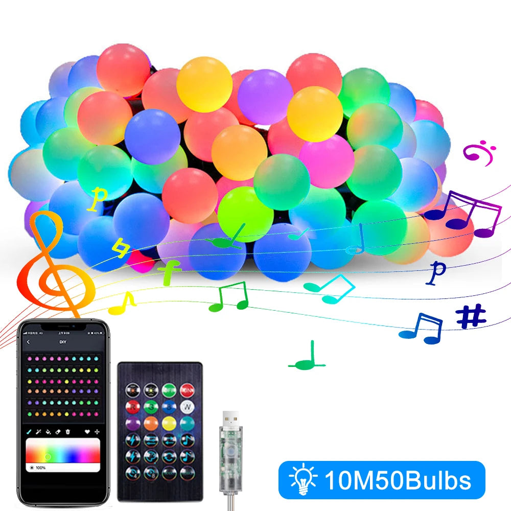 Smart APP RGB String Lights 33Ft 50Bulbs