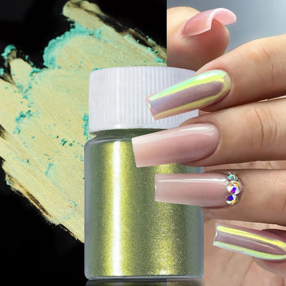 1Bottle Pink/White Pearlescent Nail Art Powder Glitter Mermaid Chrome Mica Pigment For Manicure Decorations Pearl Rubbing Dust