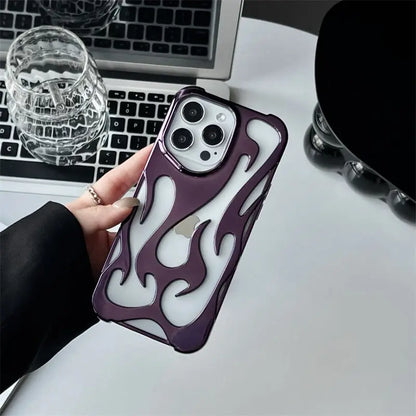 New 3D Flame pattern Hollow Slim Phone Case for iPhone