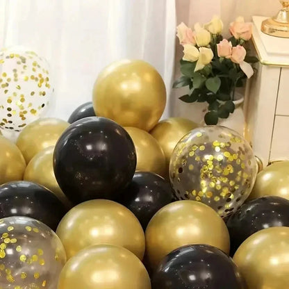 16pcs Black Metallic Sequin Balloons for Birthday Wedding Graduation Party