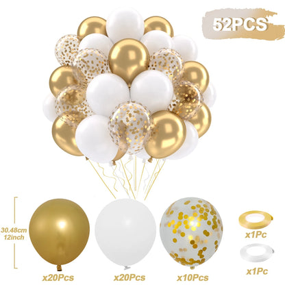 31/36/37/51/101Pcs Metallic Balloons Pearl Latex Balloon Gold Confetti Balloons for Birthday Weddings Baby Shower