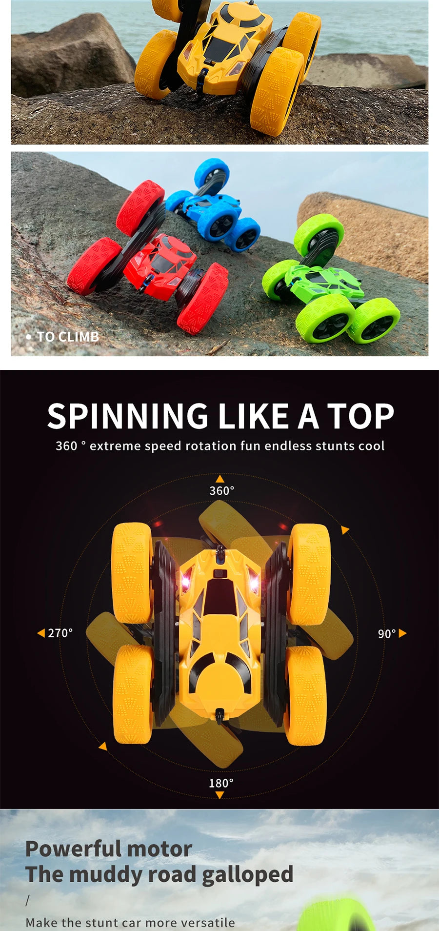 RC Stunt Car Children Double Sided Flip 2.4Ghz Remote Control Car 360 Degree Rotation Off Road Kids Rc Drift Car Toys Gifts Boys