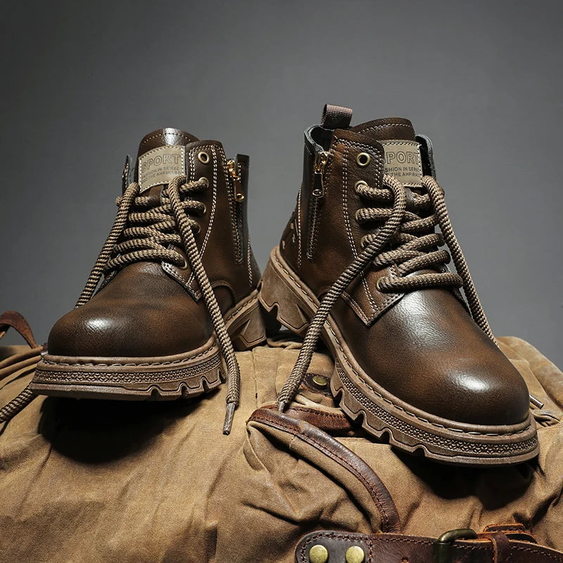 New MEN'S BOOTS with Retro Style Leather Boots,