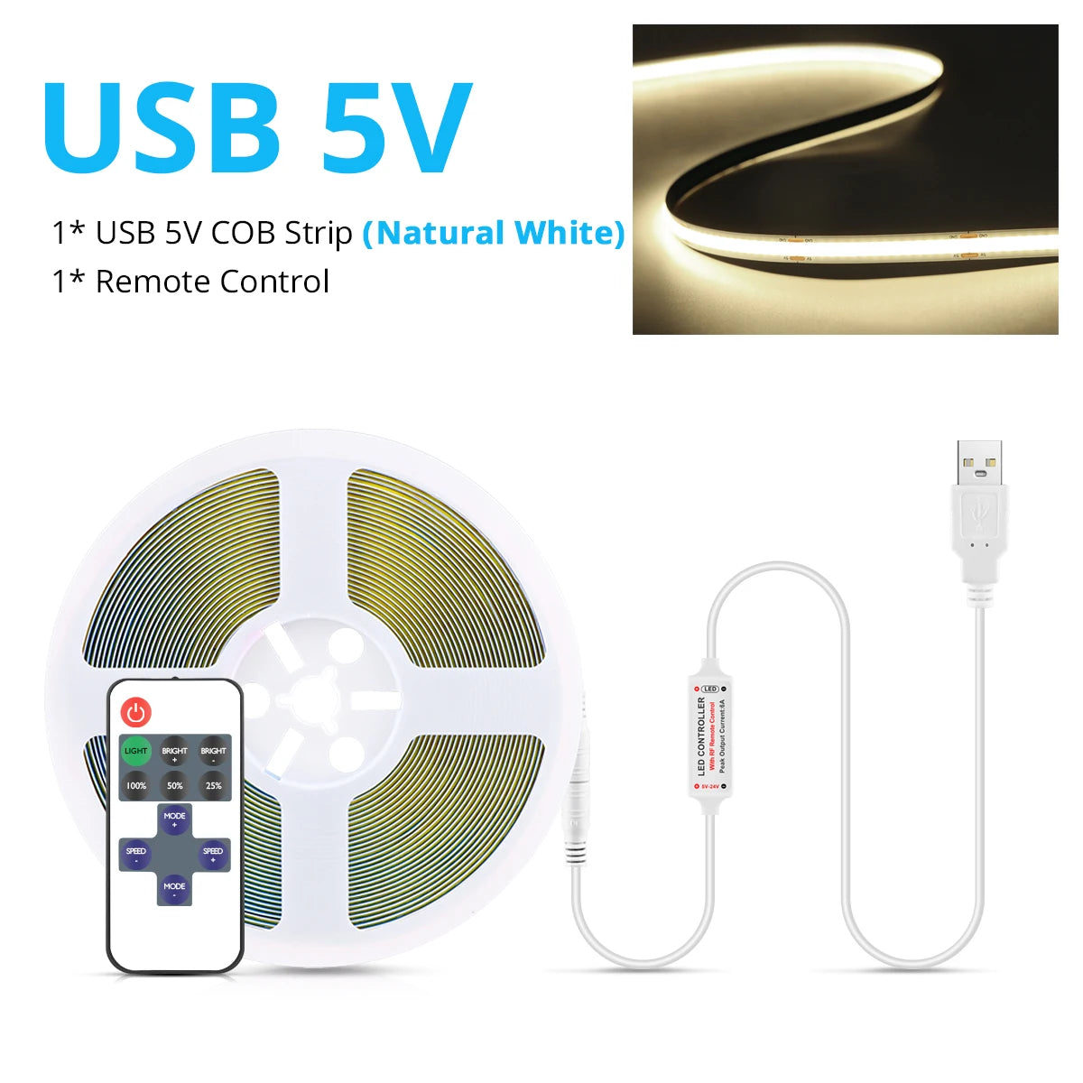 5V COB LED Strip High Density RA90