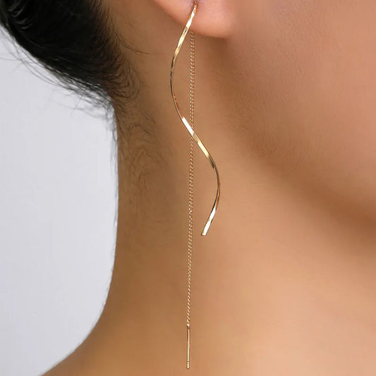 1 Pair Fashion Long Tassel Threader Earrings For Women