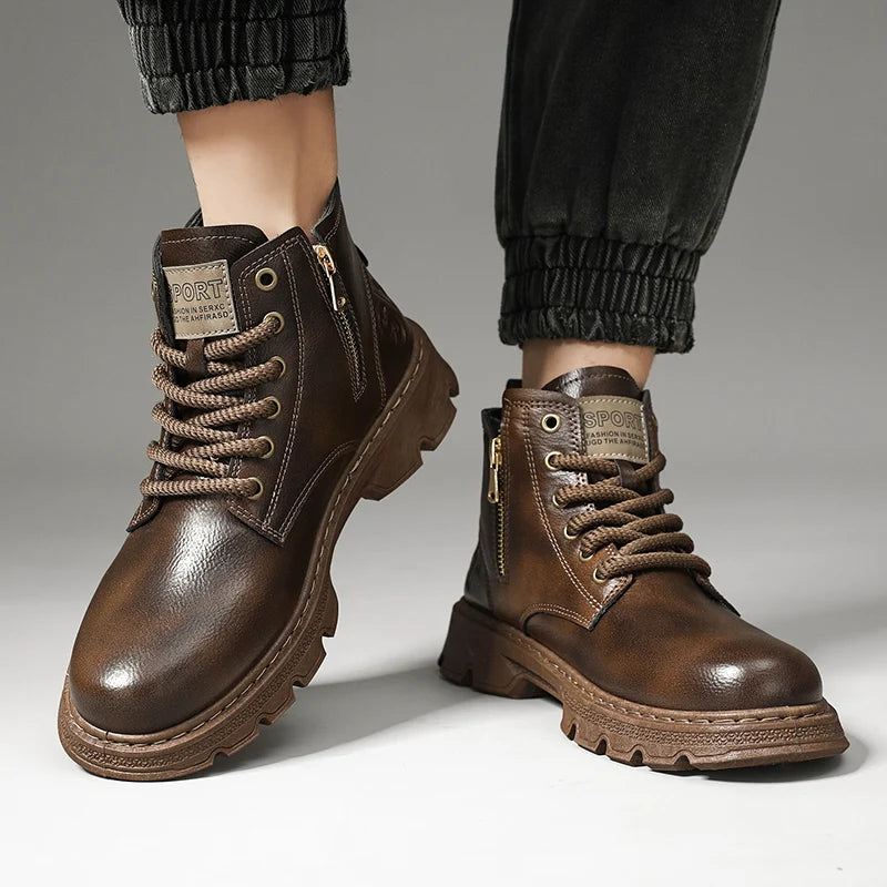 New MEN'S BOOTS with Retro Style Leather Boots,