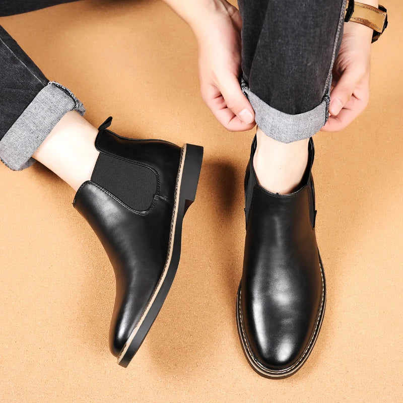 Men Chelsea Boots Brand Retro Comfortable PU Leather