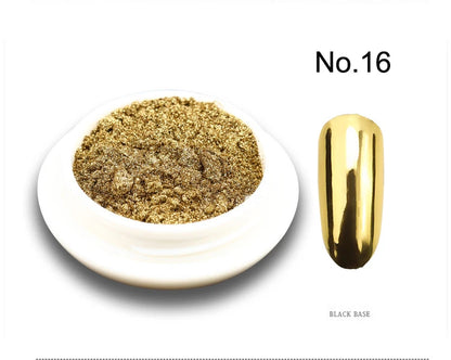 1Jar Metallic Mirror Chrome Nail Powder Holographic Laser Silvery Golden Nail Rubbing Glitter Pigment UV Gel Polish Mirror Powde