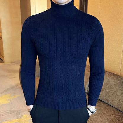 2025 New Turtleneck Sweater Casual Men's Rollneck Knitted Sweater