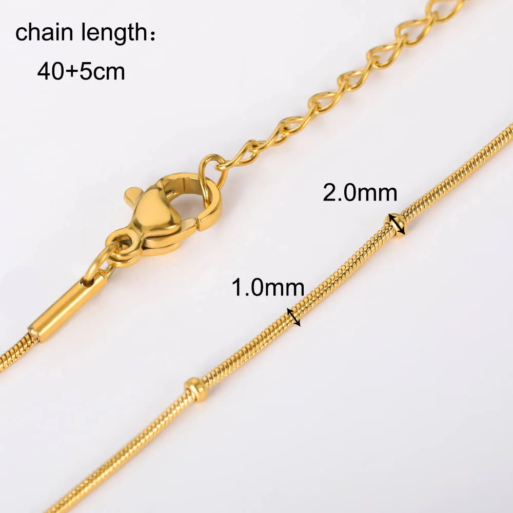 10Pcs/Lot 45cm Stainless Steel Gold Color Chains Necklace For Women