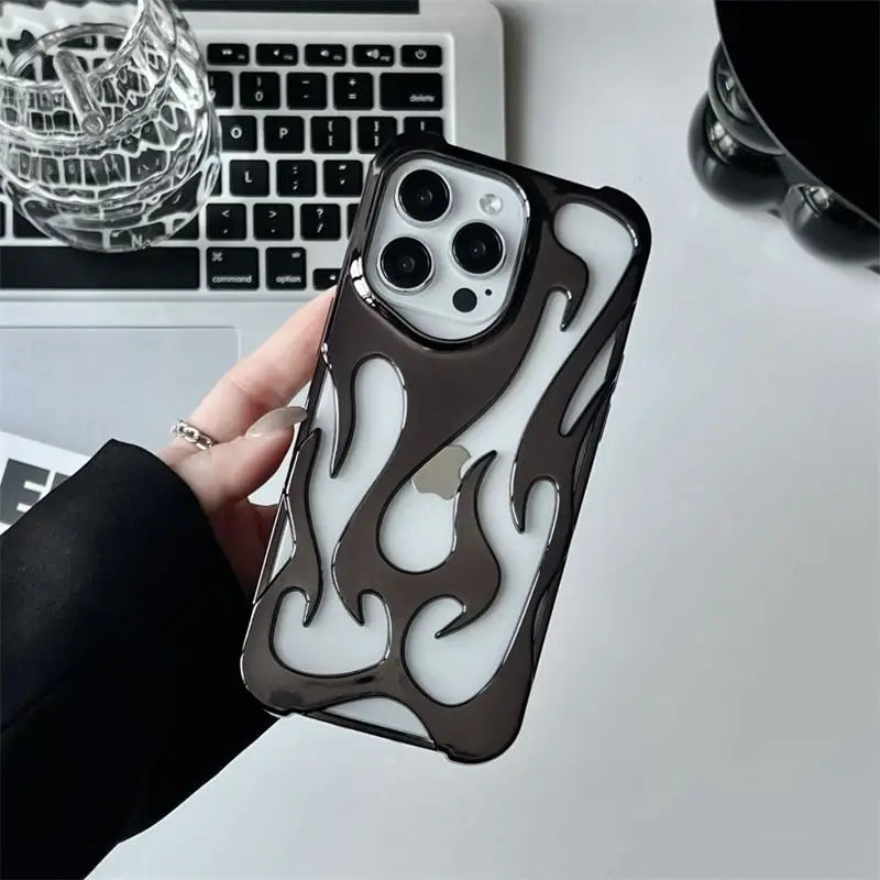 New 3D Flame pattern Hollow Slim Phone Case for iPhone