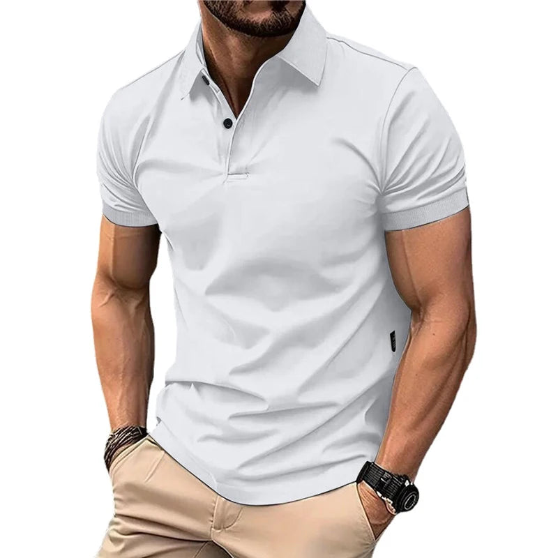 Summer Men's Solid Color Polo Shirt Short Sleeve