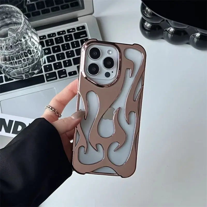 New 3D Flame pattern Hollow Slim Phone Case for iPhone