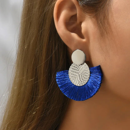 Fashion Bohemian Big Tassel Dangle White Fringe Female Earrings