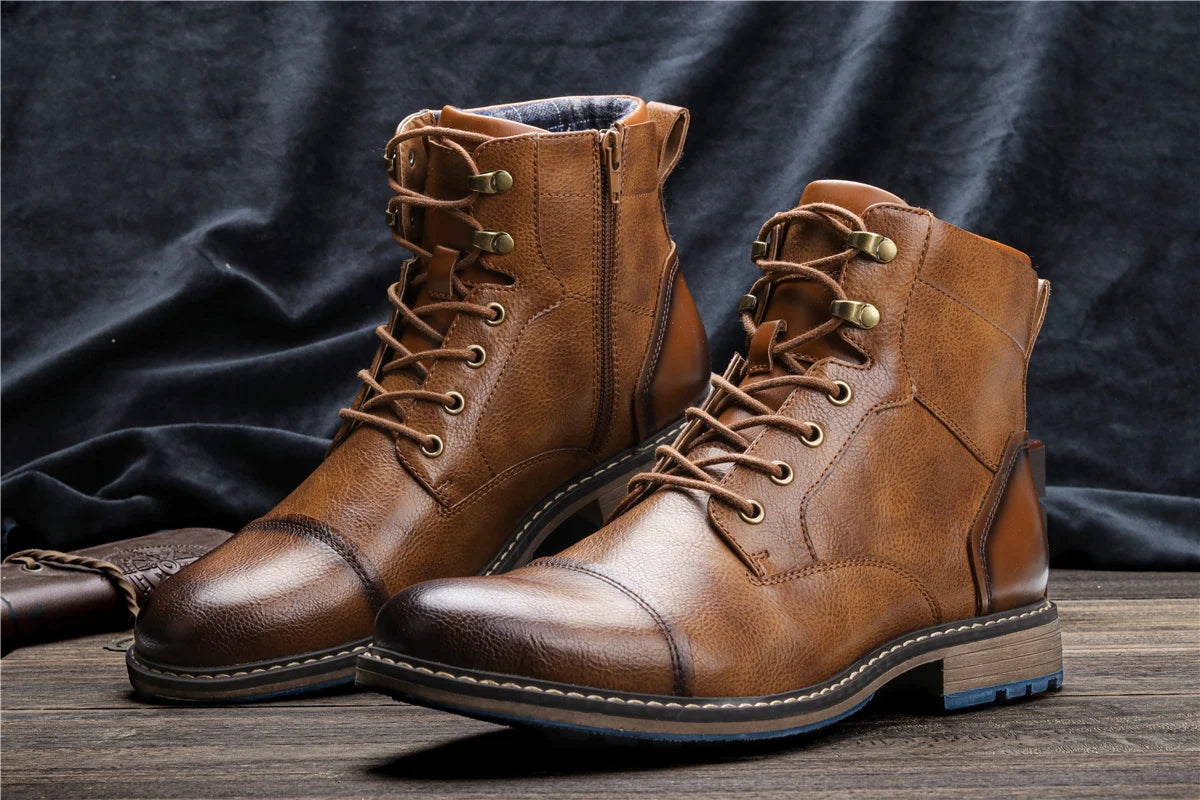 Size 7~13 Retro Men Boots 2023 Fashion Comfortable  Spring Leather Boots