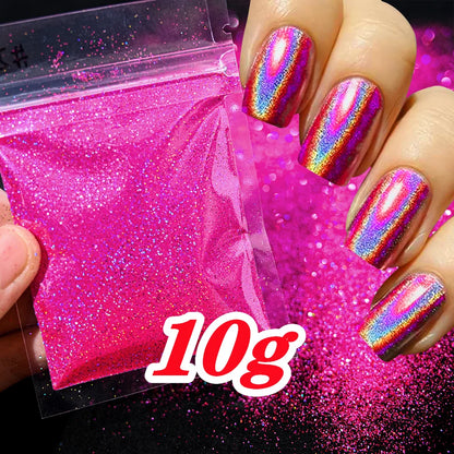 Laser Holographic Rainbow Nail Glitter 0.2MM Sparkly Nails Glitter Powder 10G/5G Dazzling Glitter Dust DIY Nail Art Decoration