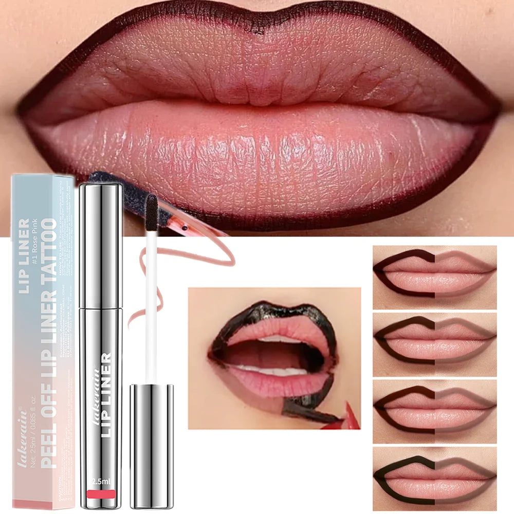 Waterproof Lip Liner Peel Off Tattoo Lipgloss Waterproof Long Lasting Matte Lip Tint Brown Contour