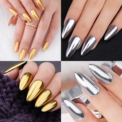 1pcs Nail Glitter Metallic Rubbing Dust Gel Polish Pigment Shinning Metal Manicure Decor Magic Mirror Powder Gold Silver Chrome