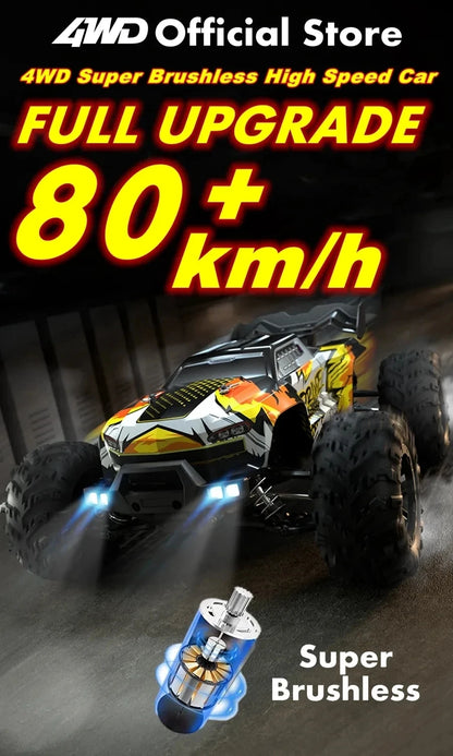 1:16 80km/h Brushless RC Drift Car With LED Lights 4WD Electric High Speed Racing Remote Control Monster Truck for Kids Adults