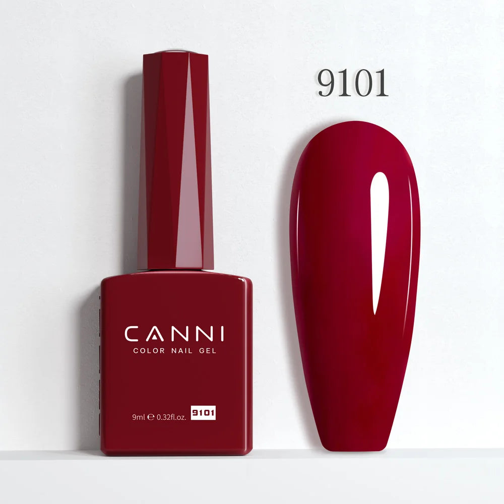 CANNI Hema Free Nail Gel Polish Christmas Red Color Collection Semi Permanent Nail Dehydrator Primer 9ml French Gorgeous Color