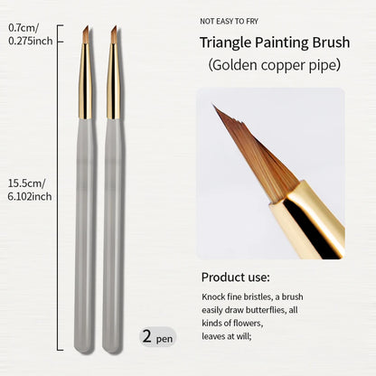 RS Nail Art Painting Brush Acrylic Lines Pen Stripes Grid Flower Butterfly Drawing Watercolor Brushs DIY Design Manicure Tools