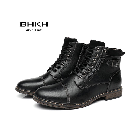 Men's Boots Winter Fashion botines Zip Lace-up Ankle Boots Vintage Business Dress Shoes