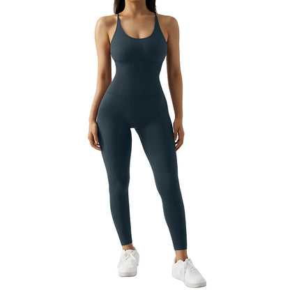 Bodycon Jumpsuit Women Full Seasons Casual Fitness Sporty Playsuit Sleeveless Slim Activewear All In One Jumpsuit Clothing Lady