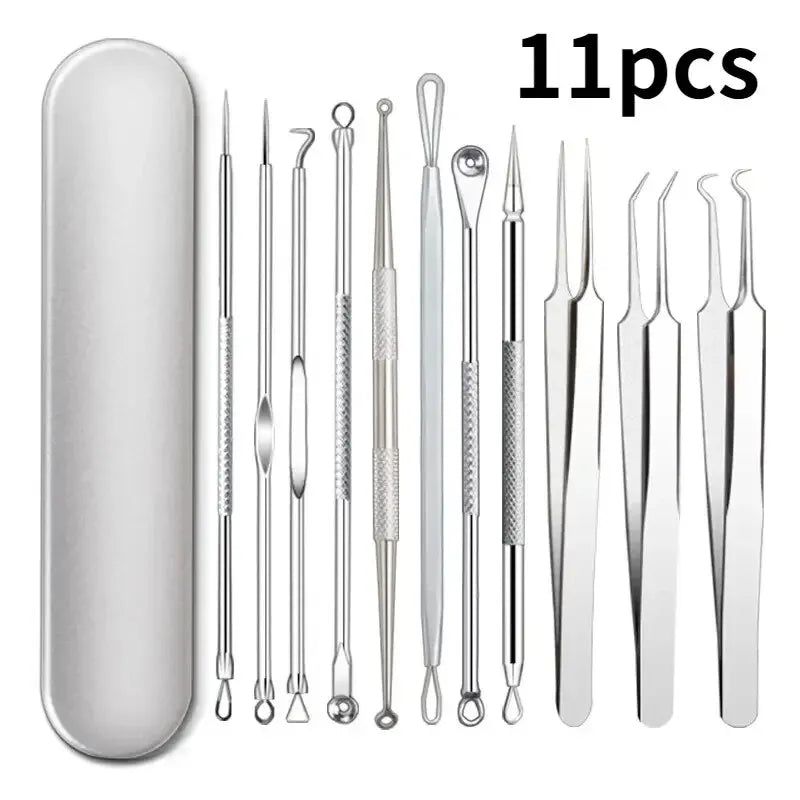 11Pcs Ingrown Hair Tweezers Acne Blackhead Removal