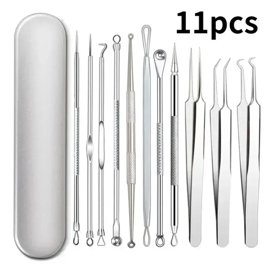 11Pcs Ingrown Hair Tweezers Acne Blackhead Removal