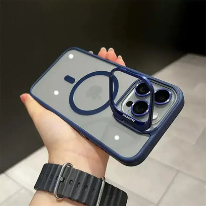 Magsafe Magnetic Lens Protection Stand Phone Case For IPhone