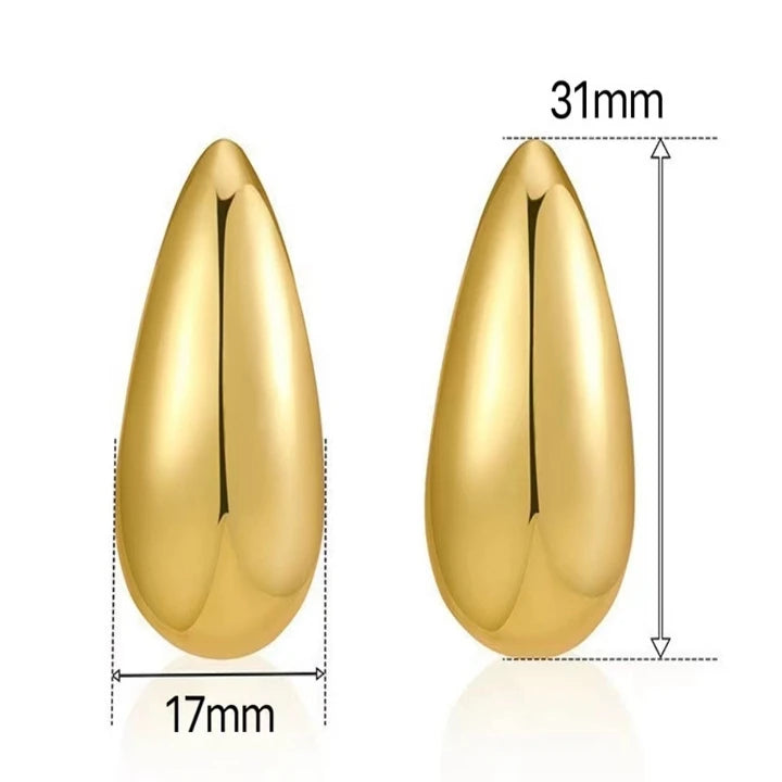 Light Weight Gold Plated Water Drop Stud Earrings