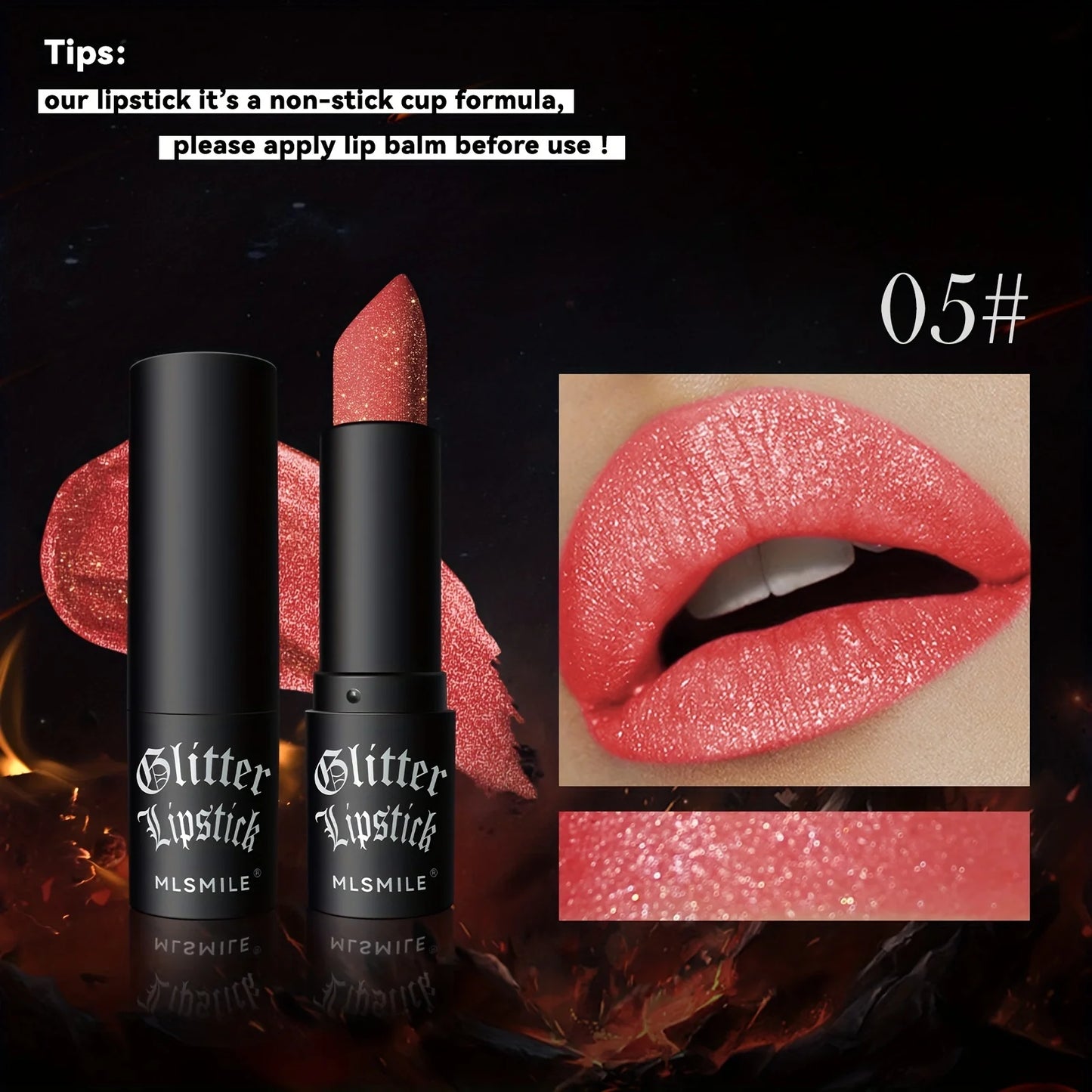 7 Colors Glitter Lipstick Hydrating Sparkling Shine Lip Color Nonstick Highly Pigmented Formula Gives Metallic Finish Lip Makeup