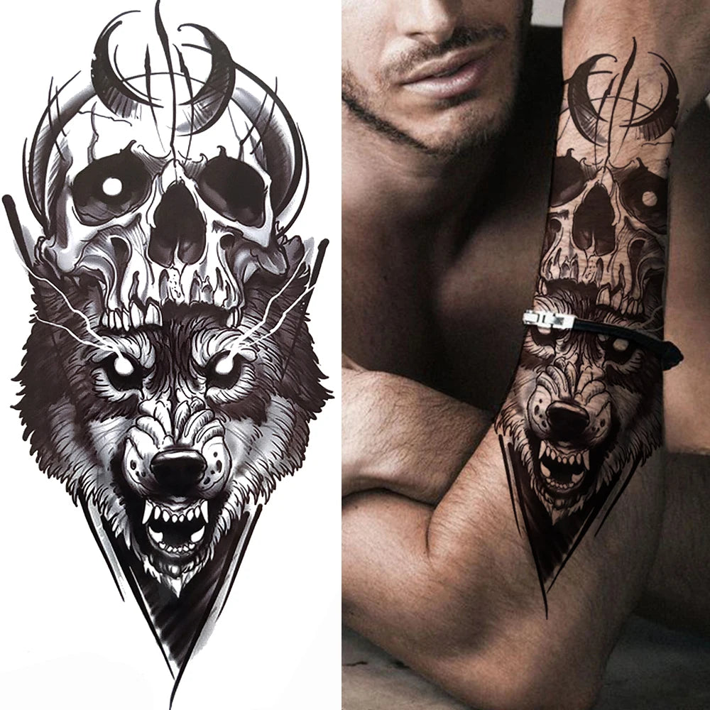 Full Arm Temporary Tattoos Sleeve For Men Women Realistic Fake Tatoos Warrior Lion Tiger Flower Tatoo Sticker Black Totem Maori