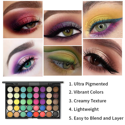 40 Colors Glitter Eyeshadow Palette Matte Waterproof Long Lasting