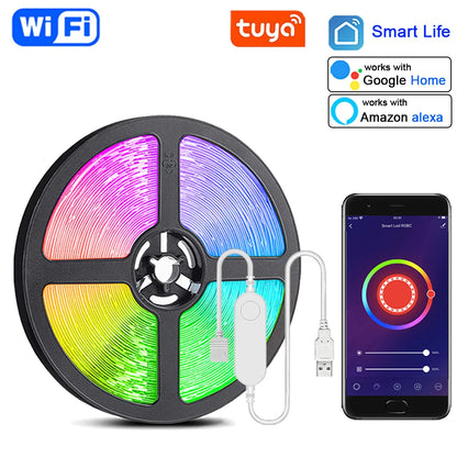 Smart Wifi Led Strip Lights RGB Led Tape Tuya Smart Life App Controlled, work with Alexa Google Home, for Party Room Decor