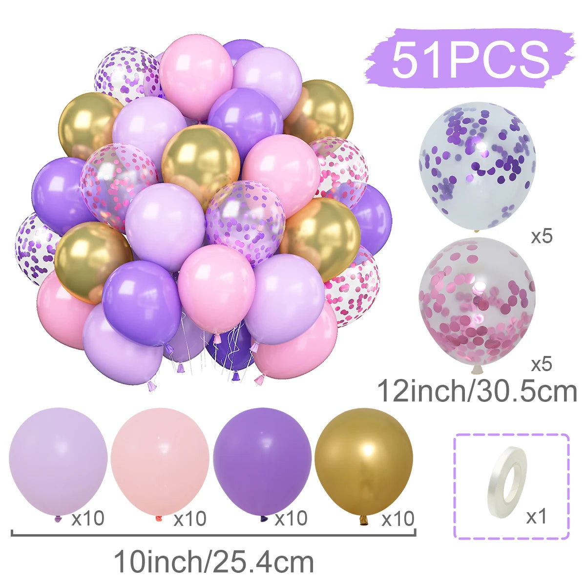 31/36/37/51/101Pcs Metallic Balloons Pearl Latex Balloon Gold Confetti Balloons for Birthday Weddings Baby Shower