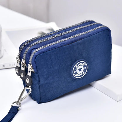 Thickened three-layer long zipper pocket purse Women's handbag Wrist mobile phone bag