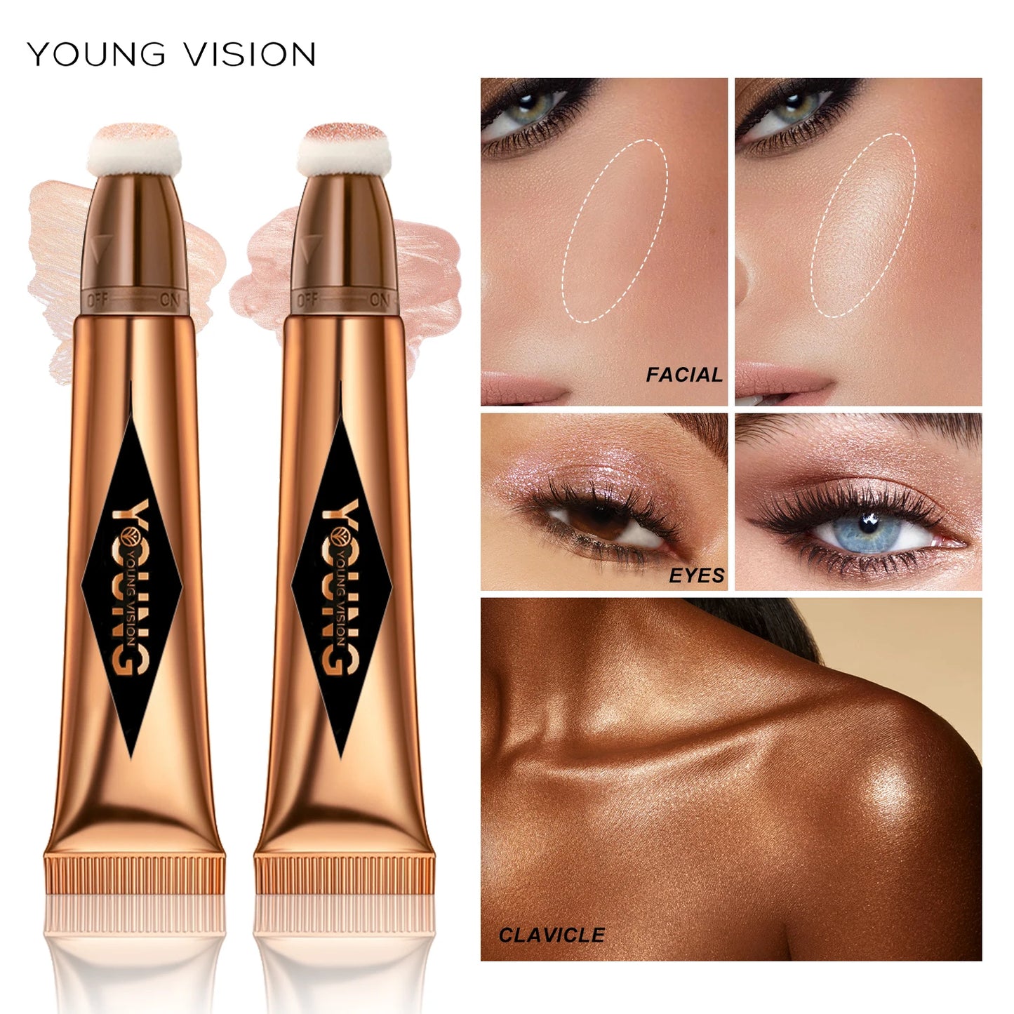 YOUNG VISION air cushion, powder blusher, high gloss stick, makeup liquid, rouge, 6 colors optional