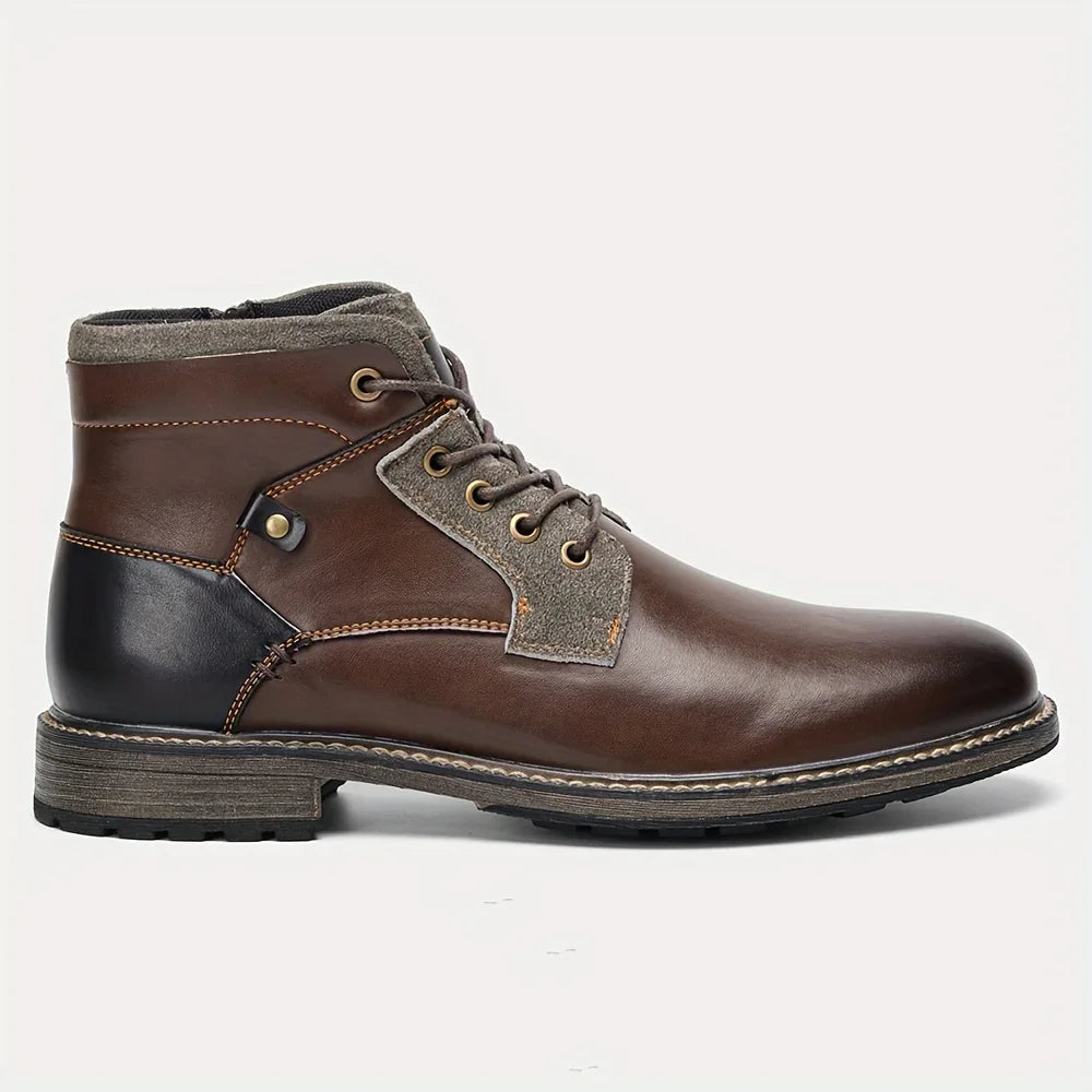 Men's fashionable ankle boots, autumn and winter men's retro short leather boots