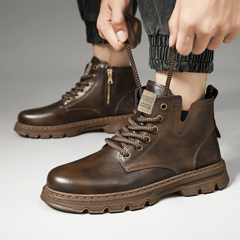 New MEN'S BOOTS with Retro Style Leather Boots,