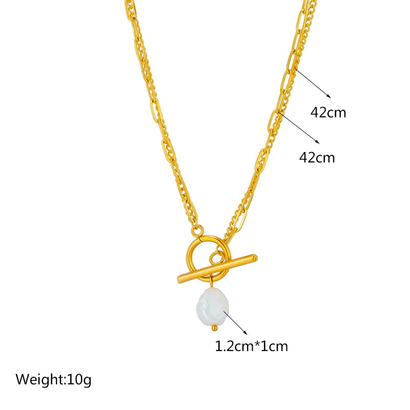 Stainless Steel OT Clasp Large Pearl Pendant Necklace For Women